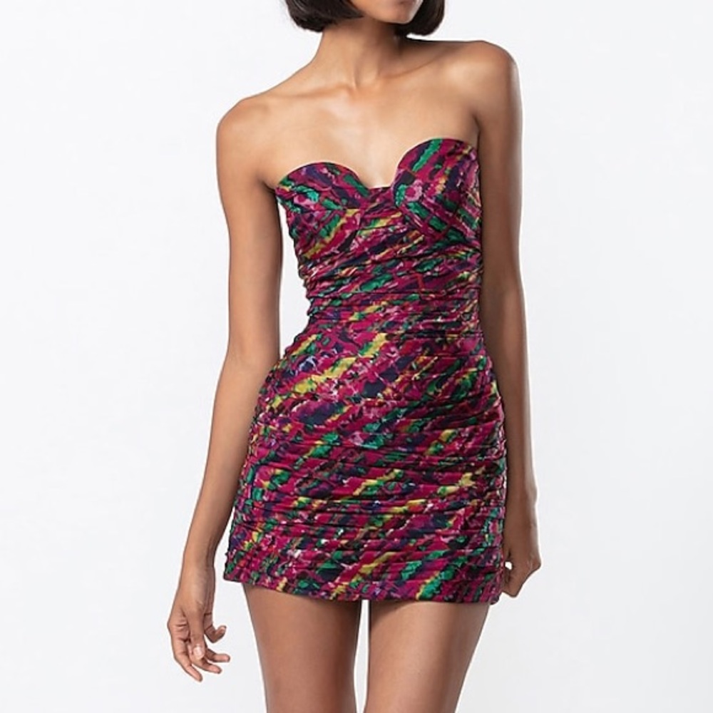 NWT SAAKSHA & KINNI Purple Chiffon Printed Mini Dress